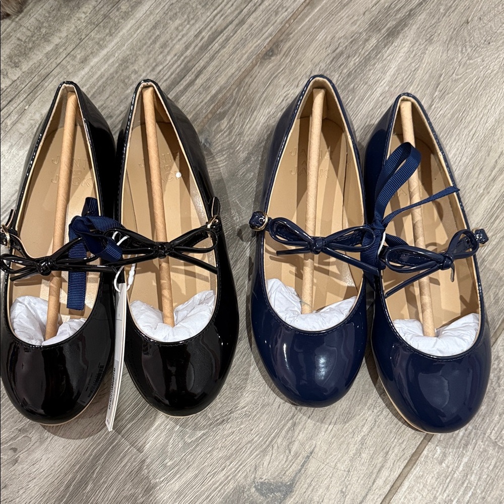Janie and jack Black and Navy Patent Leather Ballet Flats